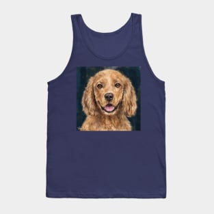 Painting of a Red Curly Cocker Spaniel Smiling Tank Top